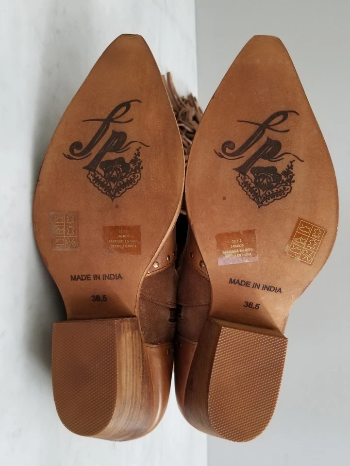 Botas Free People Sage Flecos Sobre la Rodilla Marrón Gamuza y Cuero Talla 38.5 Nuevas Foto 4 de 4
