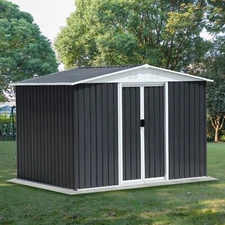 8x6 FT Outdoor Storage Shed Apex Roof with Aluminum Alloy Frame Waterproof Patio