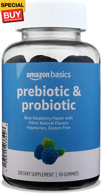 Prebiotic & Probiotic Gummies, 2 Billion CFU, Blue Raspberry, 50 Count (2 per Se