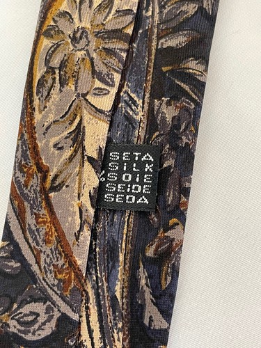 TINO COSMA Mens Necktie Blue Gray Brown Silk ITALY Designer Geometric - Picture 4 of 5