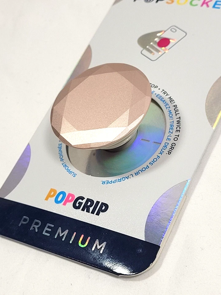 PopSockets PopGrip con tapa intercambiable - Metal diamante oro rosa 800491 Foto 3 de 3