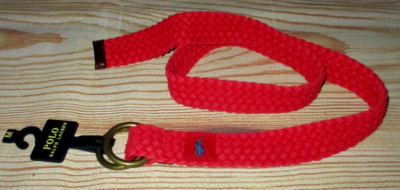 MENS POLO RALPH LAUREN BRAIDED DOUBLE-O-RING RED BELT SIZE M  display picture 2