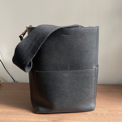 Celine Sangle Seau Bag Calfskin Large  - Black (w/ Free Bag Insert)