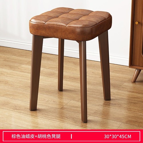 Household living room solid wood stools, stackable square stools, balcony chairs - Picture 13 of 32