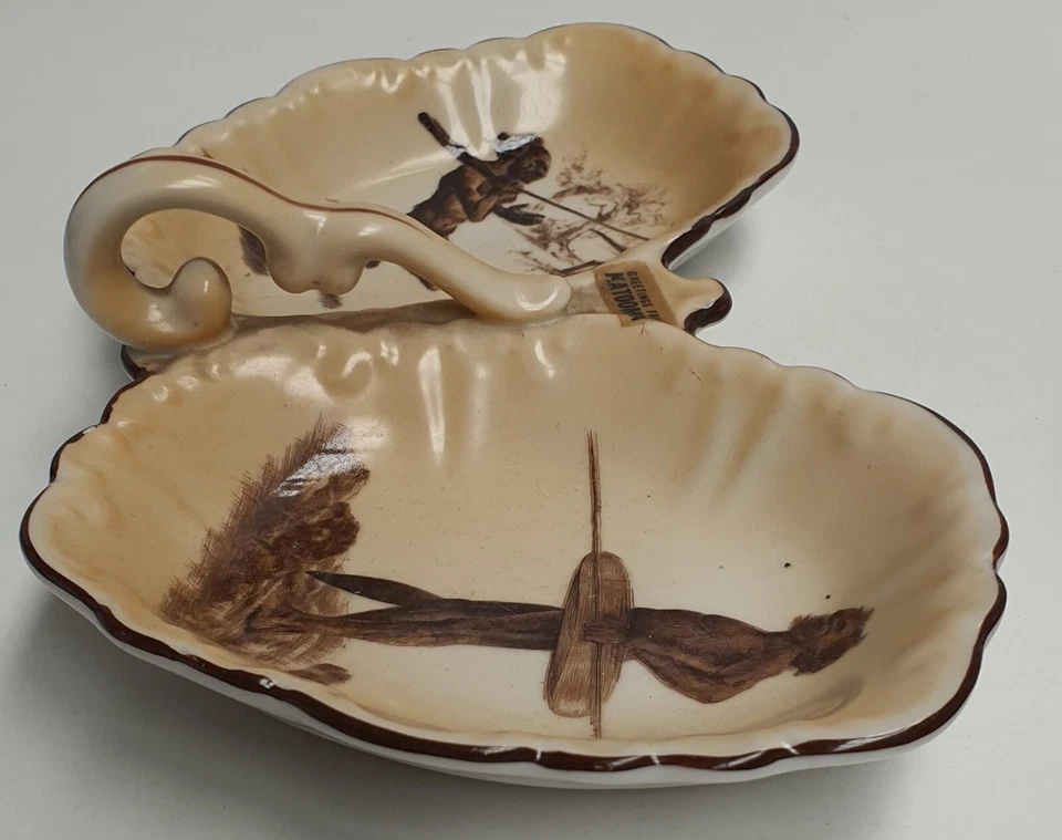 Brownie Downing Registered Design Segment Dish Greetings from Katoomba c1964-70 - image 3 of 4