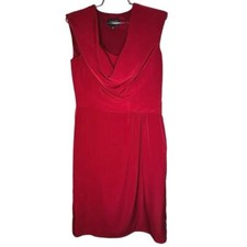 Adrianna Papell Drape neck Side ruched Red Sheath Dress sz 6