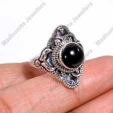 Natural Black Onyx Gemstone Women 925 Sterling Silver Ring Handmade Jewelry
