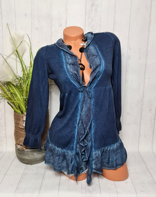Taifun Damen Cardigan Strickjacke Oberteil Gr. S Blau Frühling