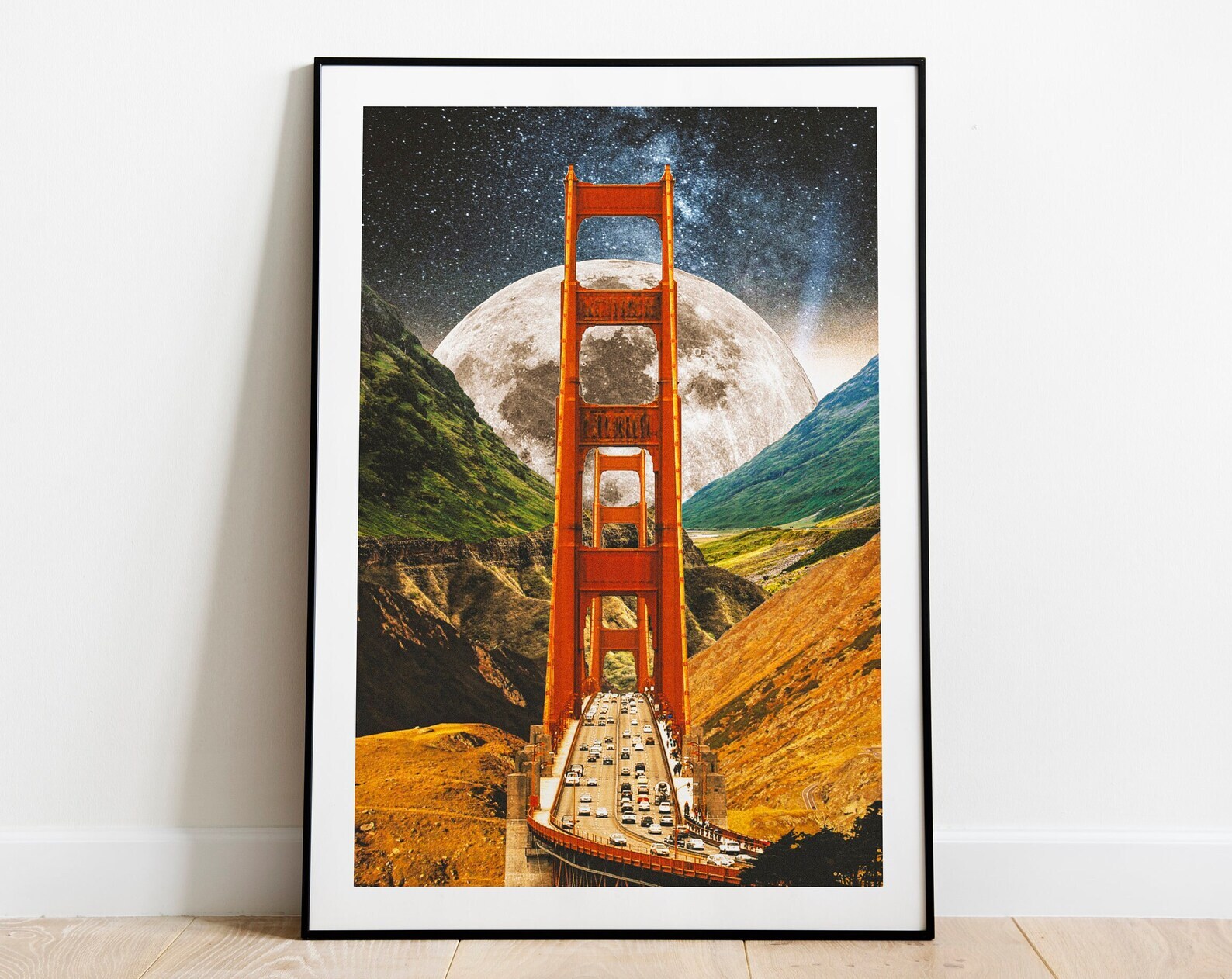 Trippy Retrofuturistic Scifi Space Art Bridge To Fantasy Poster