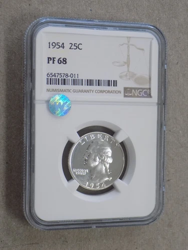 1954 25C Washington Proof Silver Quarter NGC PF68