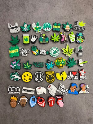 Shoe charms fit clogs crocodile custom charms weed rasta mary jane 420 grass