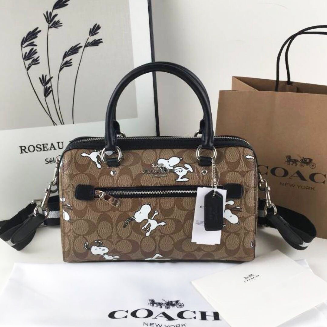 【Coach X Peanuts】Rowan Satchel In Signature Canvas /Snoopy COACH X Peanuts Rowan Satchel In Signature Canvas Snoopy