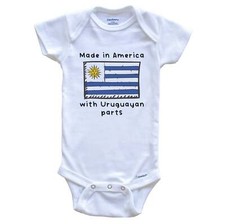 Made In America With Uruguayan Parts Uruguay Flag One Piece Baby Bodysuit
