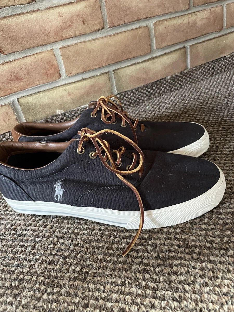 Zapatos POLO RALPH LAUREN Talla 13D BAJOS Lona Superior NEGROS Gris Pony Logotip