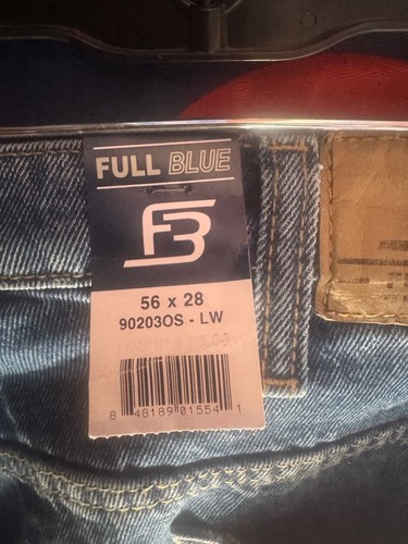 Full Blue Men's Big & Tall 5-Pocket Relaxed Fit Jean size W 56 L 28 - Picture 3 of 5