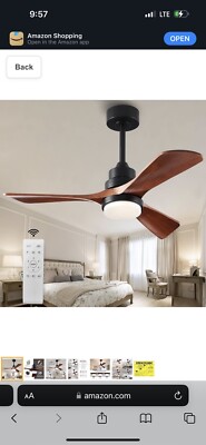 Fxzz 42 Inch Ceiling Fan with Lights, Wood Ceiling Fans with Remote