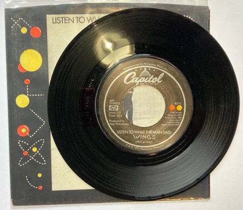 Wings [Paul McCartney], Listen to What the Man Said, 45 w/ PS (US, 1975), M-