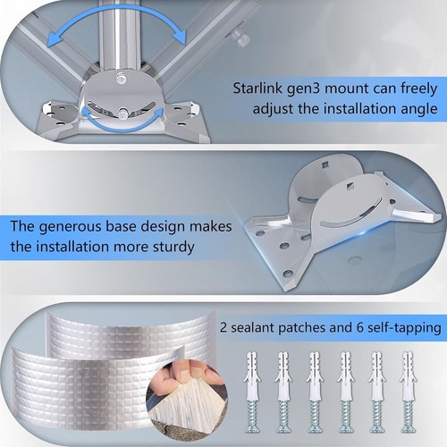 Sleek Roof and Wall Mount for Starlink Gen 3 - Adjustable 0-30° Pipe Adapter - Afbeelding 4 van 8