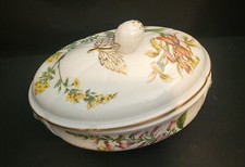 De colección. Cazuela cubierta con flores Spode Stafford cuenco ovalado 2 cuartos "Genista Digitalis"