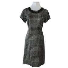 Karl Lagerfeld Gray Plaid Shift Mini Dress Women's Size 8
