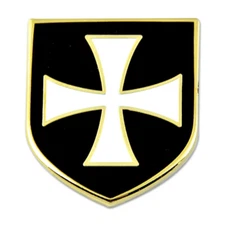 Knights Templar Crusader White Cross Black Shield Masonic Lapel Pin