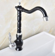Black Silver Brass Swivel Bathroom Kitchen Basin Mixer Water Tap Sink Faucet