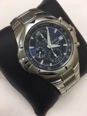 SEIKO MEN'S WATCH / CHRONOGRAPH ALARM / BLUE DIAL - 7T62-0GF0 | eBay