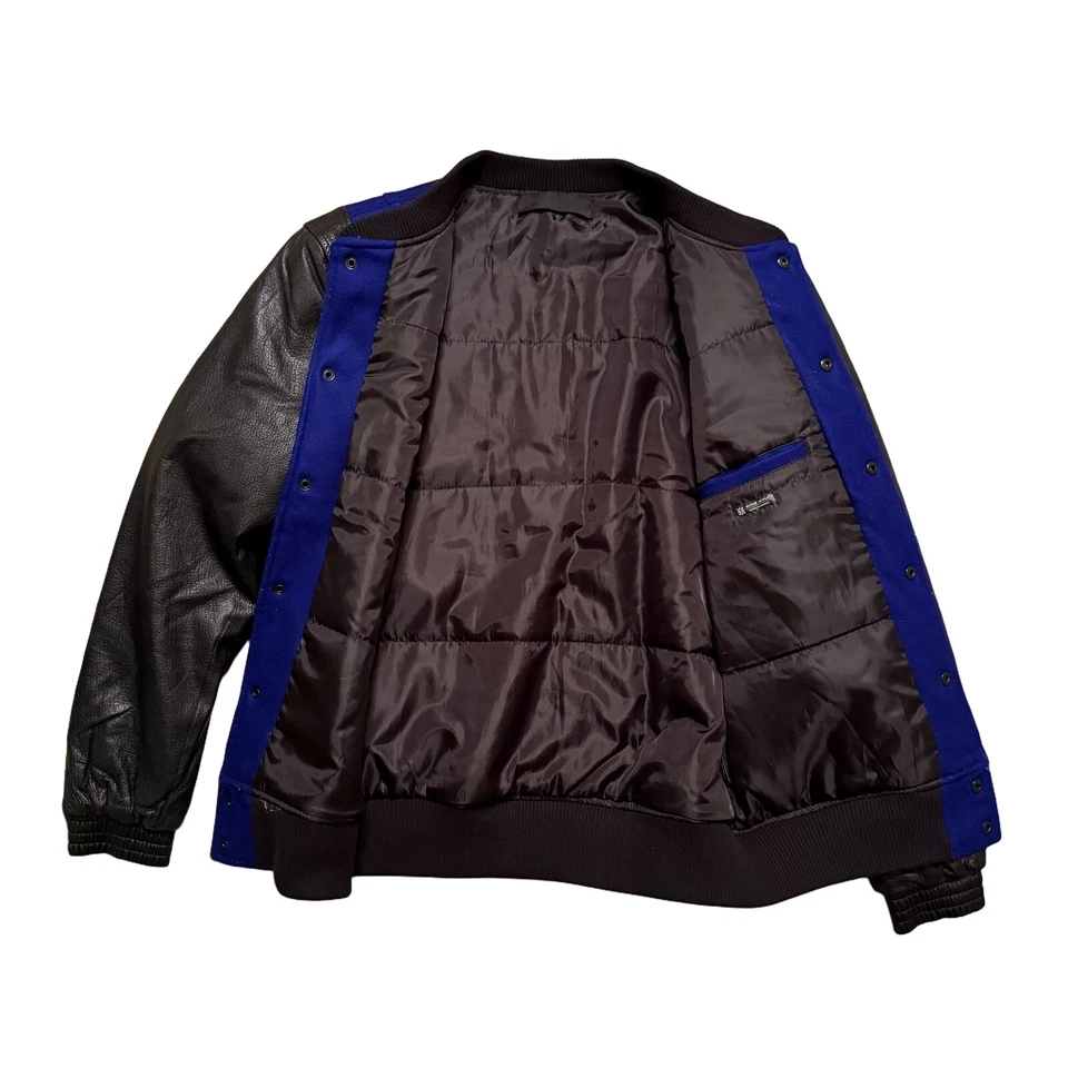 Chaqueta Bomber Manga Cuero Escala Negra Azul/Negro L Foto 2 de 4