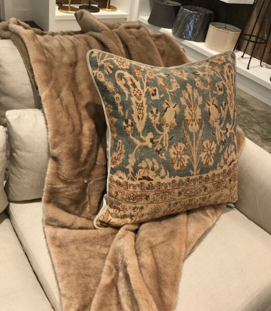 Pottery Barn Palna Pillow Cover Blue Beige 22 Sq Antique Inspired