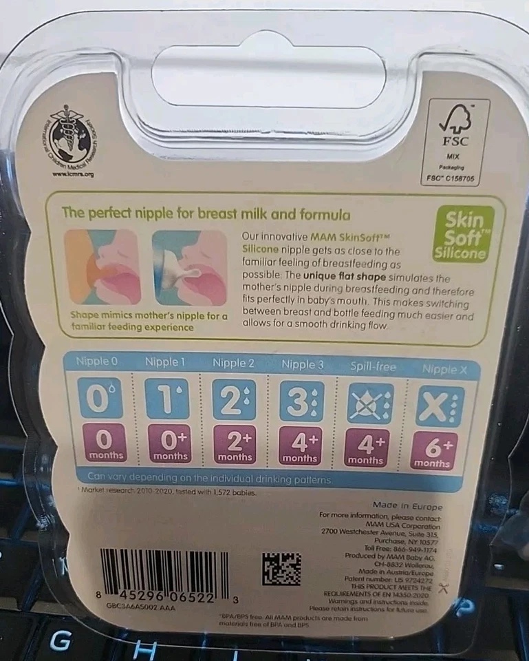2-MAM Biberón Pezones Flujo Rápido Pezón Nivel 3 para 4+ Meses 2 Pk Lactancia Materna Foto 3 de 3
