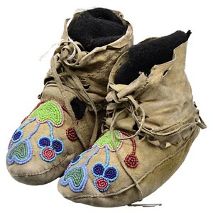 Pair of Crow Child's Beaded Moccasins