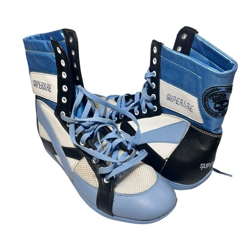 Superare Boxing Shoes Mens Sides 13 Blue An White Training Boots Fighting Mixed - Picture 2 of 12