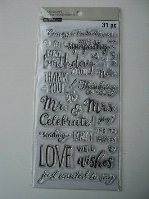 RECOLLECTIONS CLEAR STAMPS SET ""CELEBRATION WORDS""  609973 BNIP NEW