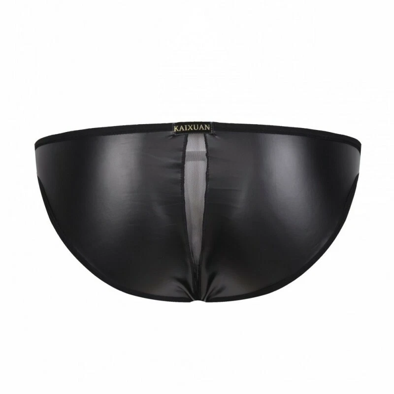 Ropa interior suave elástica para hombre calzoncillos de malla/piel sintética perspectiva sexy bragas Foto 3 de 4