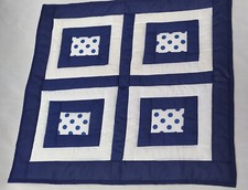 Baby Quilt Cotton Patchwork sheet Handmade Blue Backing 75cm X 70cm Vintage Kids