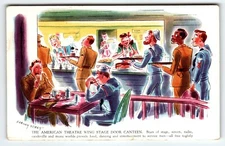 US Army Military Postcard The American Theatre Wing Canteen 1940's War Linen WW2