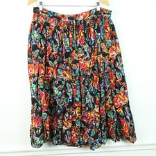 Vintage Medium Skirt 90s Festival Boho Peasant Multicolor Midi Gauze Hippy Fairy