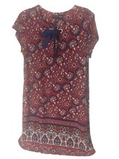 Madison Leigh Dress Womens 12 Dark Red Floral Knee Length Short Sleeves