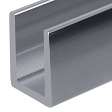 Brushed Stainless 3/8" Fixed Panel Shower Door Deep U-Channel - 12" Stock Len