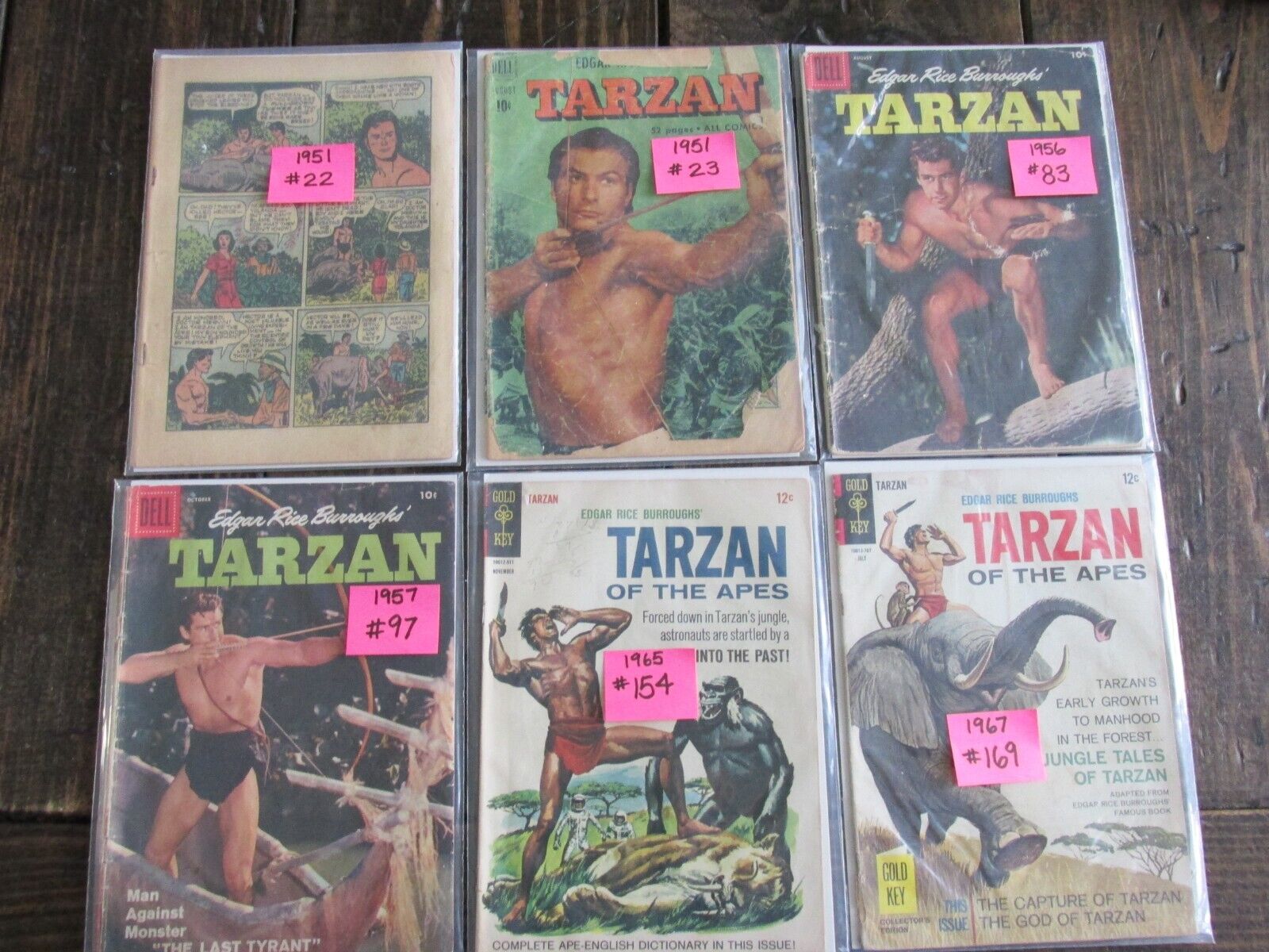 Dell Gold Key 1951-1967 TARZAN Lot of 6 Vintage Comic Book Issues # 22 23 83 97