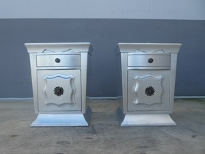 Pair Of 1940 S Mengel Furniture Hollywood Regency Glam Silver Leaf