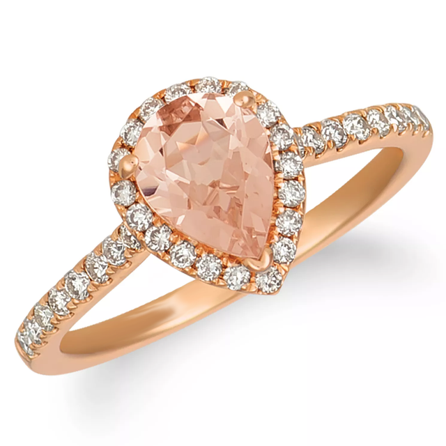 3.6ct Pear Cut Peach Diamond Halo Engagement Ring 14k Rose