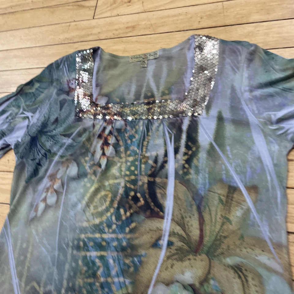 DE COLECCIÓN Suzie Petite Top Mujer PL Y2k Lentejuelas Boho Hada Floral EE. UU. Caprichoso Top PL Foto 3 de 4