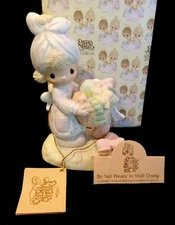  Precious Moments DO NOT BE WEARY IN WELL DOING 1979 E3111 Jon & David Triangle