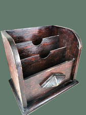 Arts & Crafts Oak Letter Rack, Desk Tidy. Refxbd