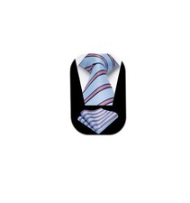 Mens Ties Blue Striped Tie and Handkerchief Set Light Blue classic Business S.