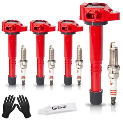 Set of 4 Upgraded Ignition Coil Pack and Iridium Spark Plugs fits for Honda A...