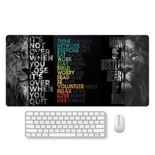 Black Gray Lion Keyboard Mat Positive Saying Mousepad Office Long Mouse Pad I...