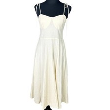 Cider Cream Gauze Midi Sun Dress Women Smocked Back Medium New