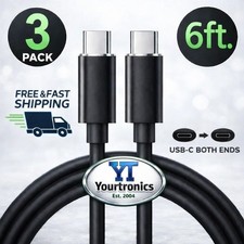 3 Pack 6FT USB-C to USB-C Cable Fast Charge Type C Charging Cord Quick Charger